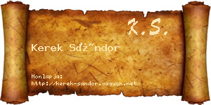 Kerek Sándor névjegykártya